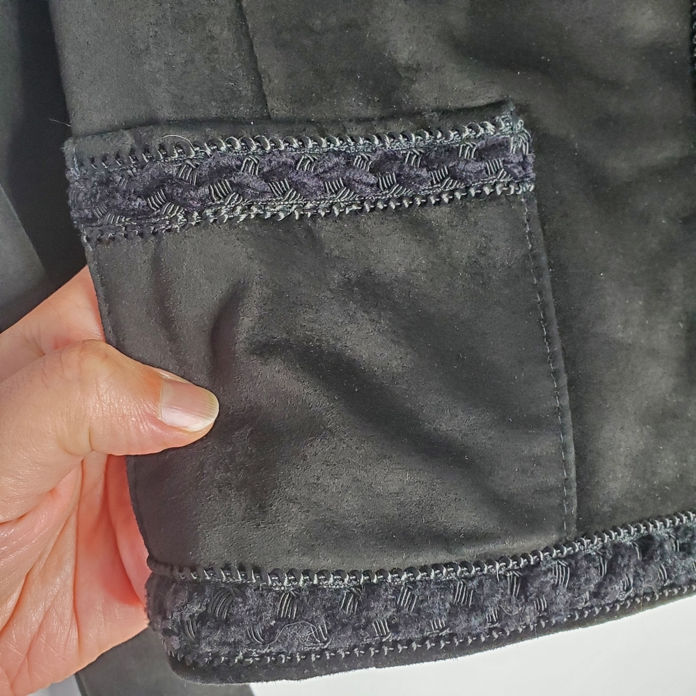 Vintage Danier black suede cropped button down jacket size small - Picture 8 of 16